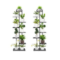SOGA 2-Pack 8-Tier 9-Pot Black Metal Plant Stand Flowerpot Display Shelf Rack