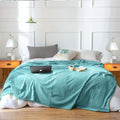 SOGA 2X Sky Blue Throw Blanket Warm Cozy Striped Pattern Thin Flannel Coverlet Fleece Bed Sofa Comforter