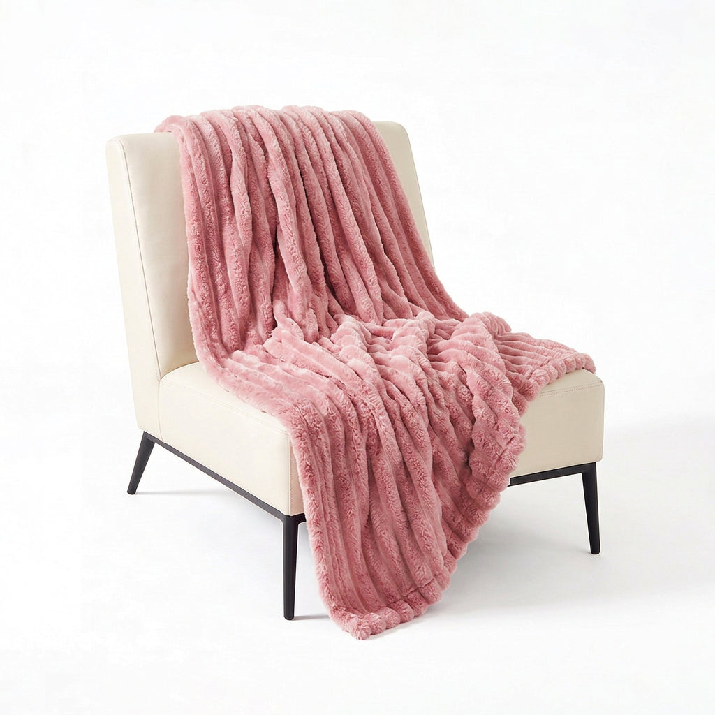 SOGA 230x200cm Pink Flannel Polyester Throw Blanket