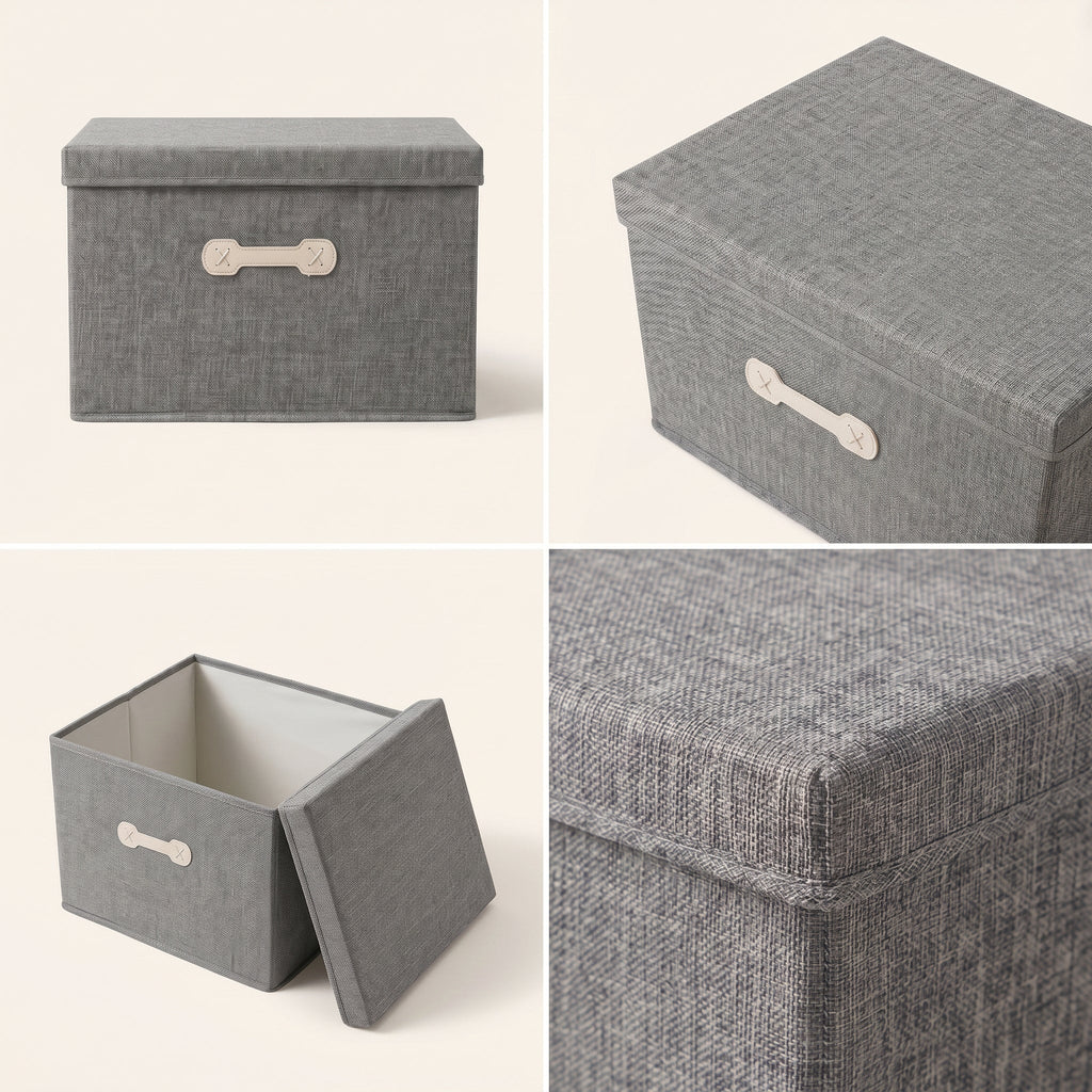 SOGA (46x36x28cm) Grey 45L Fabric Storage Box Organizer