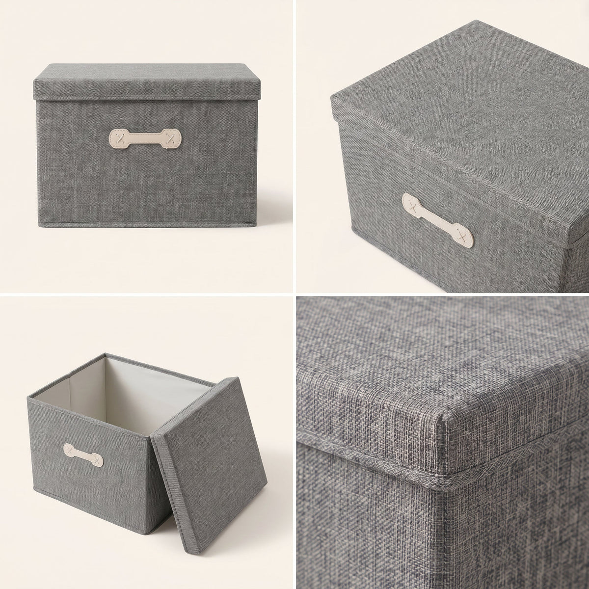 SOGA (46x36x28cm) Grey 45L Fabric Storage Box Organizer