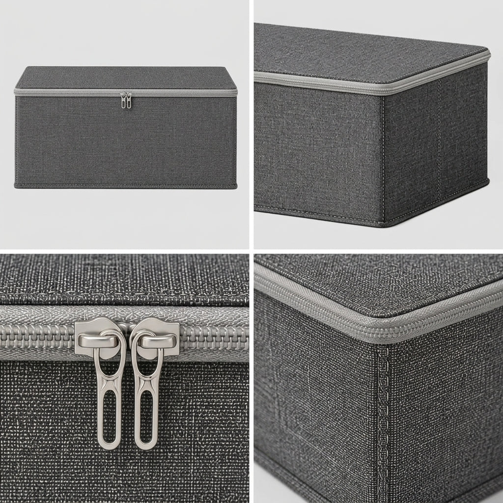SOGA (30x20x13cm) Grey Fabric Storage Box Home Organizer (Small)