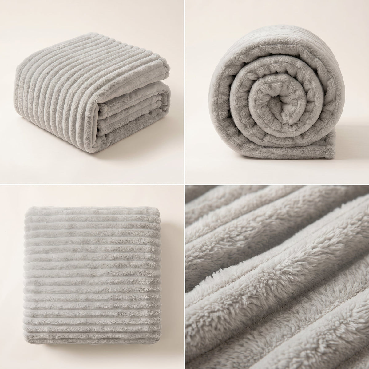 SOGA 2X 230x200cm Silver Flannel Polyester Throw Blanket