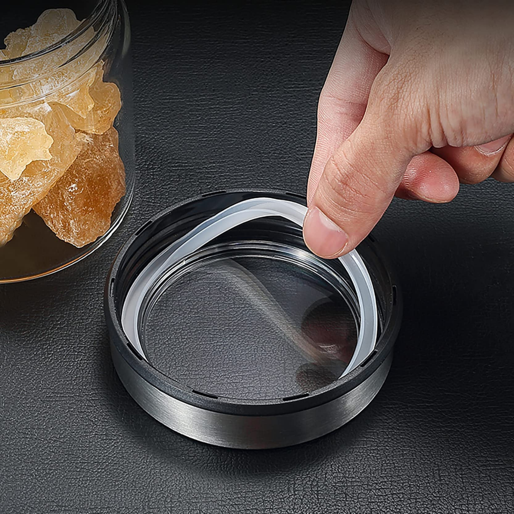 Glass Storage Jars with Lids, 750ml Stainless Steel