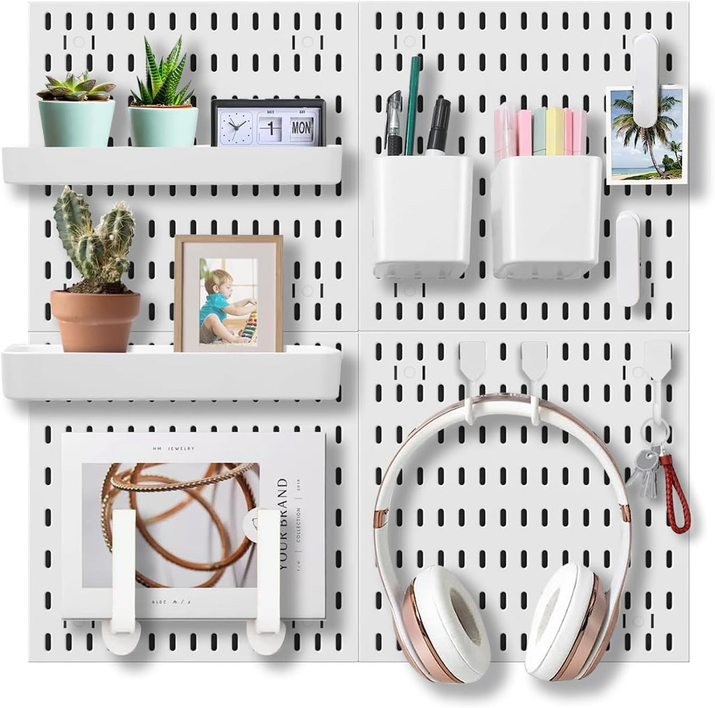 Pegboard Combination Kit - 4 Panels with 18 Accessories - White