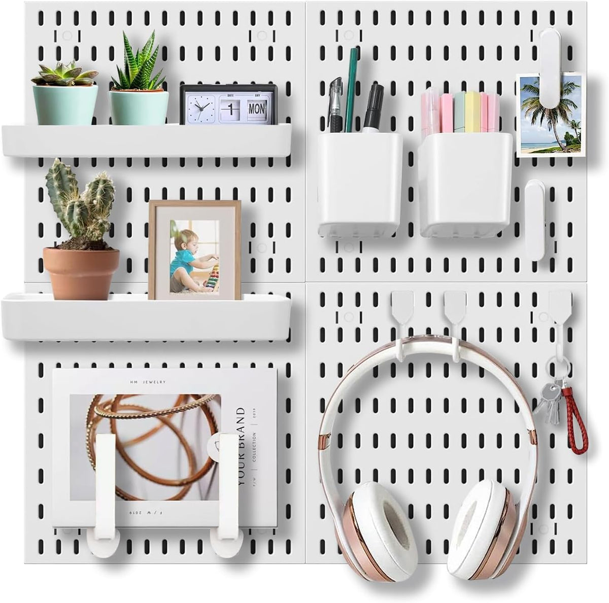 Pegboard Combination Kit - 4 Panels with 18 Accessories - White