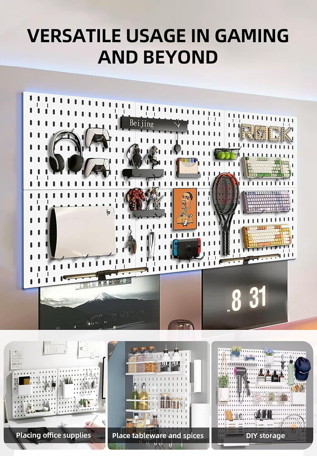 Pegboard Combination Kit - 4 Panels with 18 Accessories - White