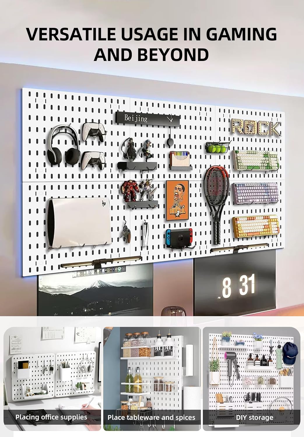 Pegboard Combination Kit - 4 Panels with 18 Accessories - White