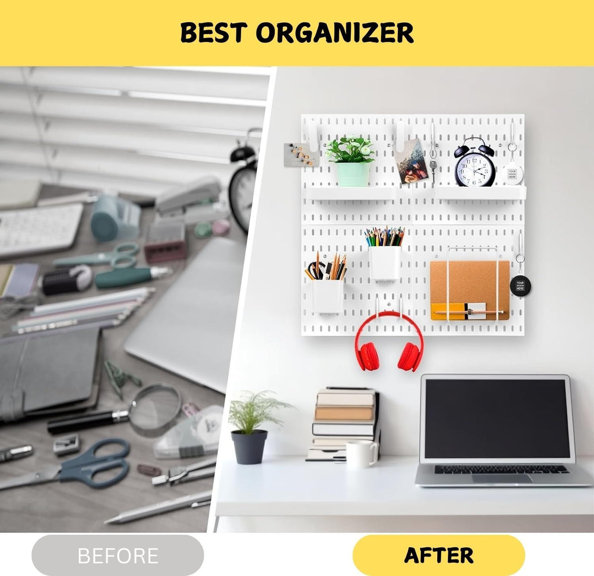 Pegboard Combination Kit - 4 Panels with 18 Accessories - White