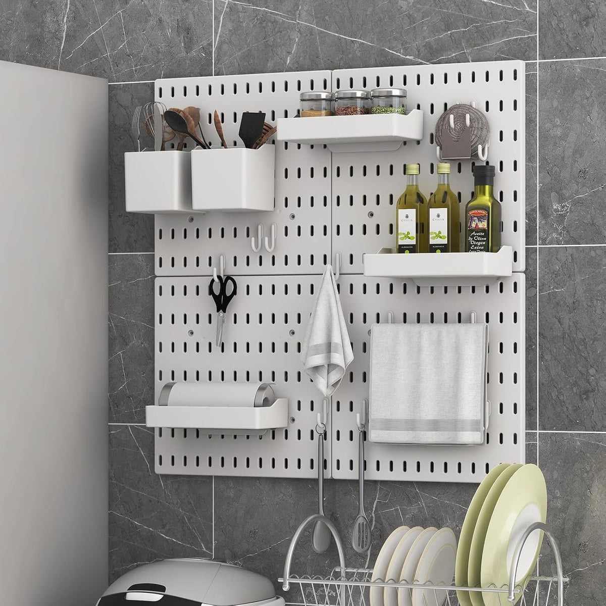Pegboard Combination Kit - 4 Panels with 18 Accessories - White
