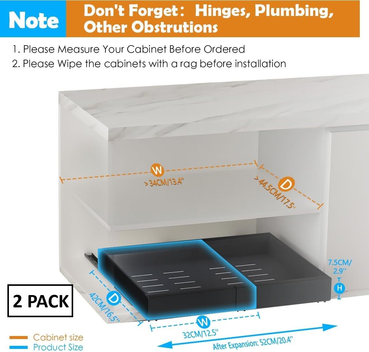 2-Pack Pull Out Cabinet Organizer with Adjustable Slide Out Shelf
