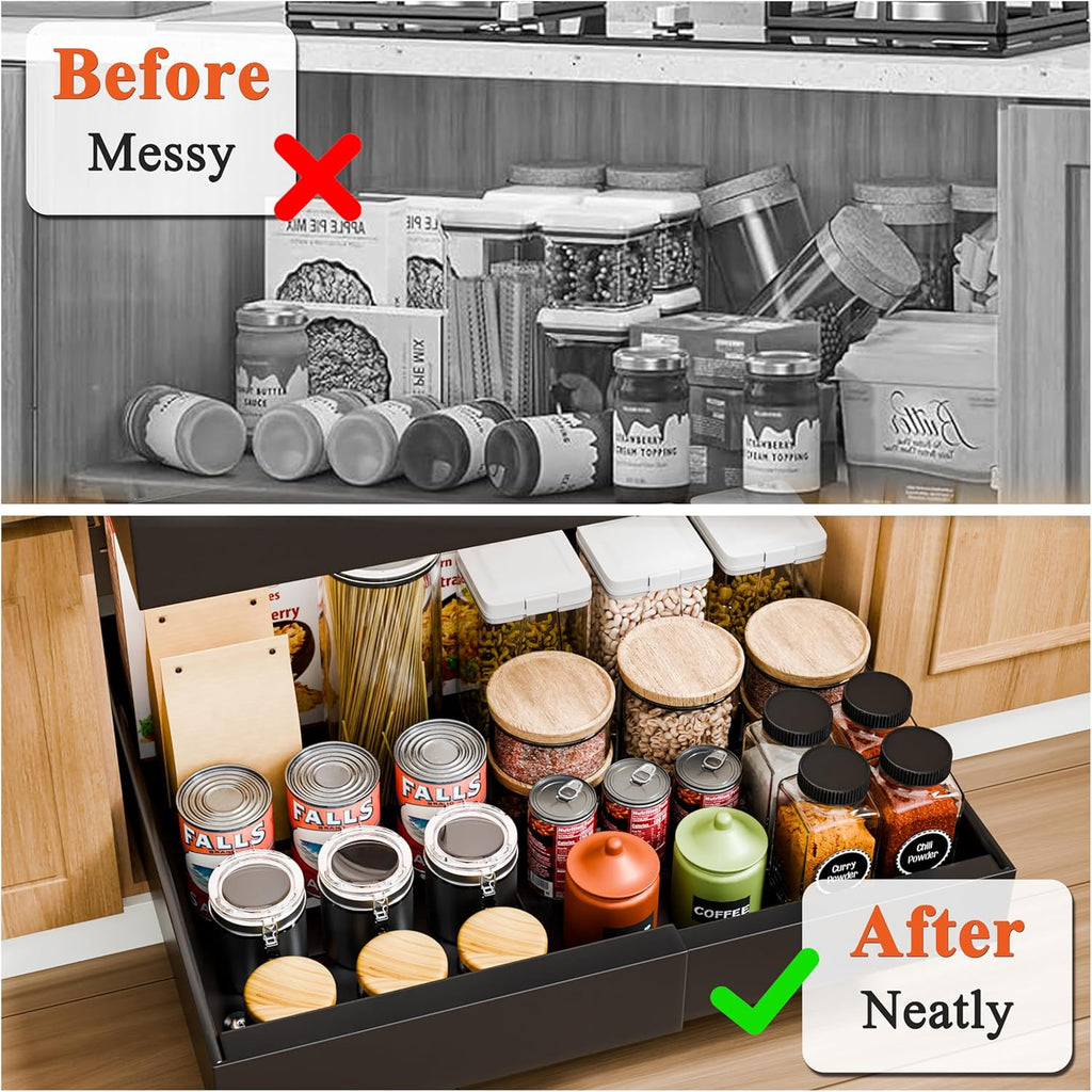 2-Pack Pull Out Cabinet Organizer with Adjustable Slide Out Shelf
