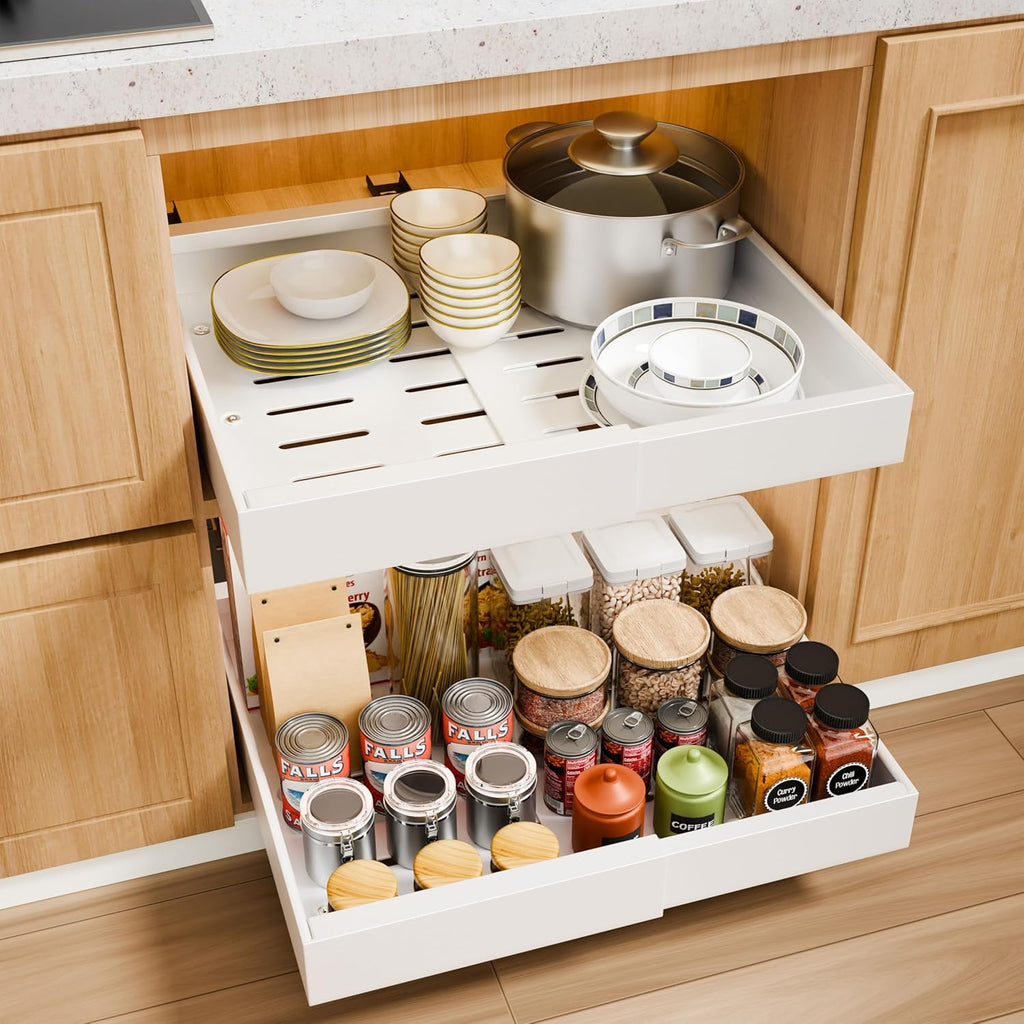 2 Pack Pull Out Cabinet Organiser Expandable Drawers