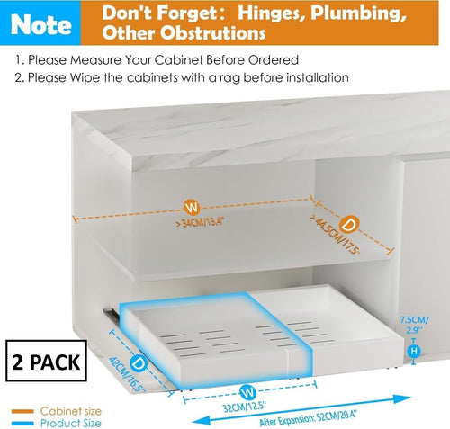 2 Pack Pull Out Cabinet Organiser Expandable Drawers