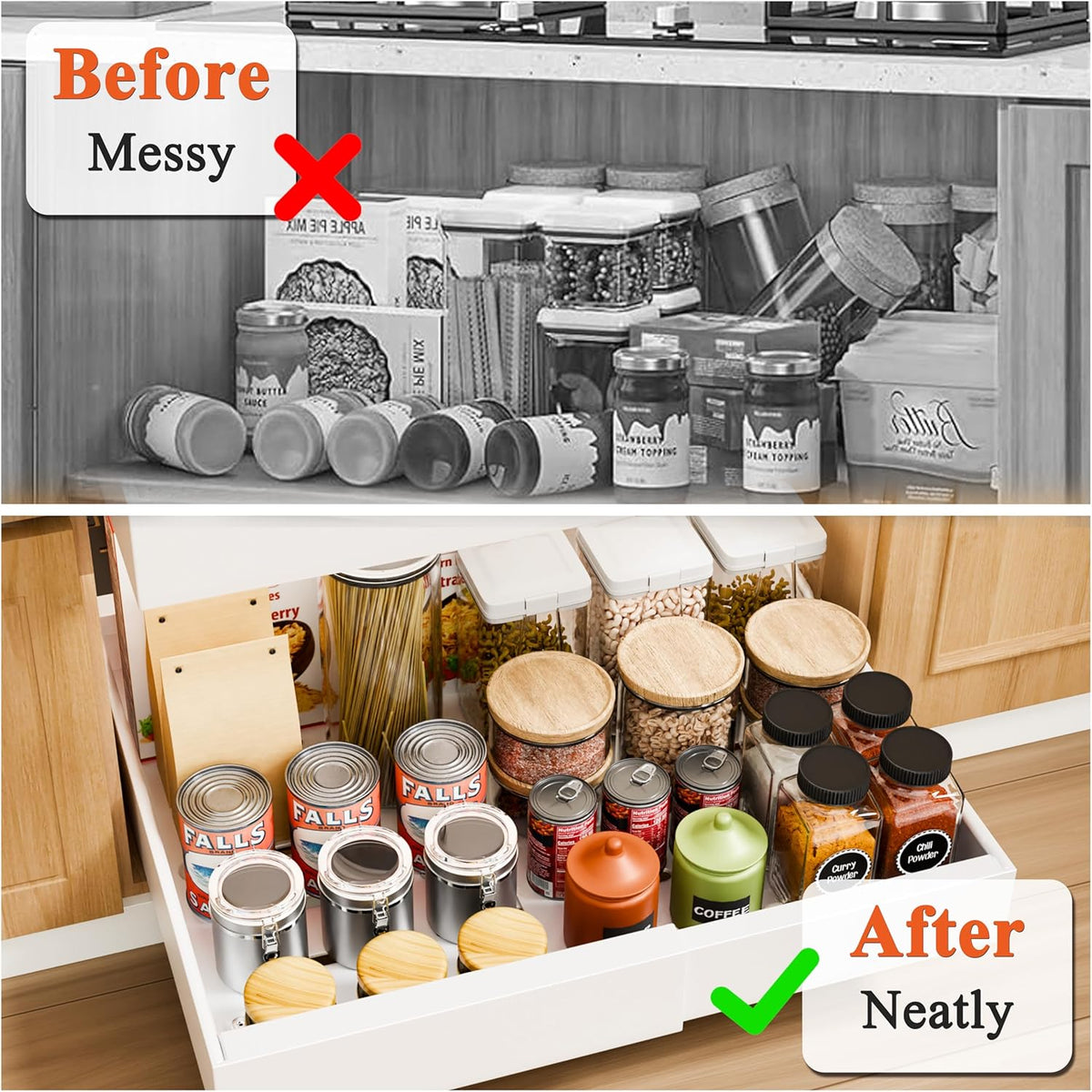 2 Pack Pull Out Cabinet Organiser Expandable Drawers