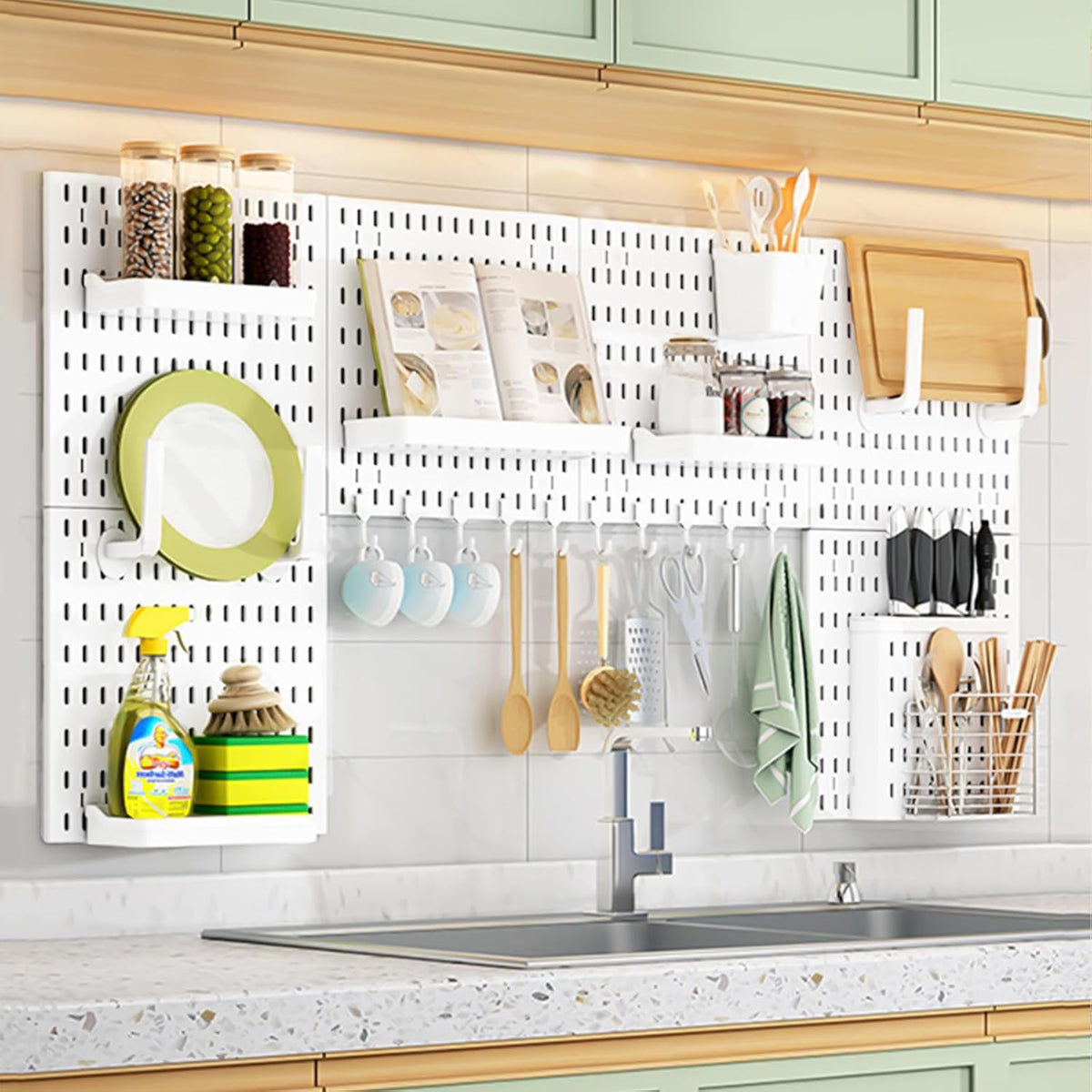 Modular Pegboard Wall Organiser Kit with 6 Panels & 21 Accessories