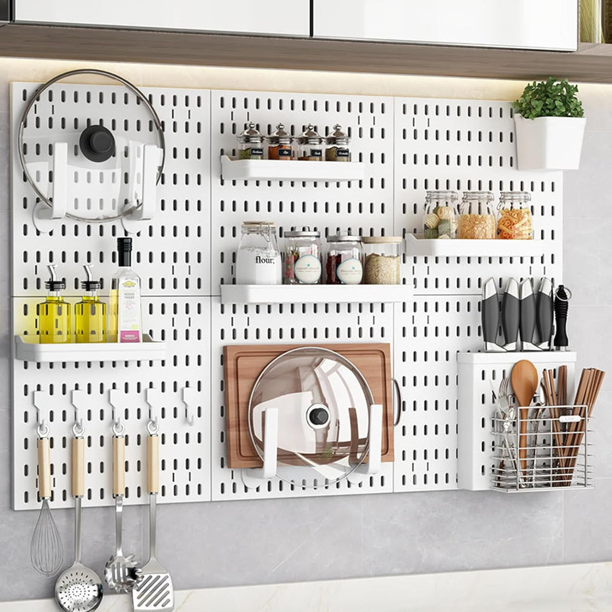 Modular Pegboard Wall Organiser Kit with 6 Panels & 21 Accessories