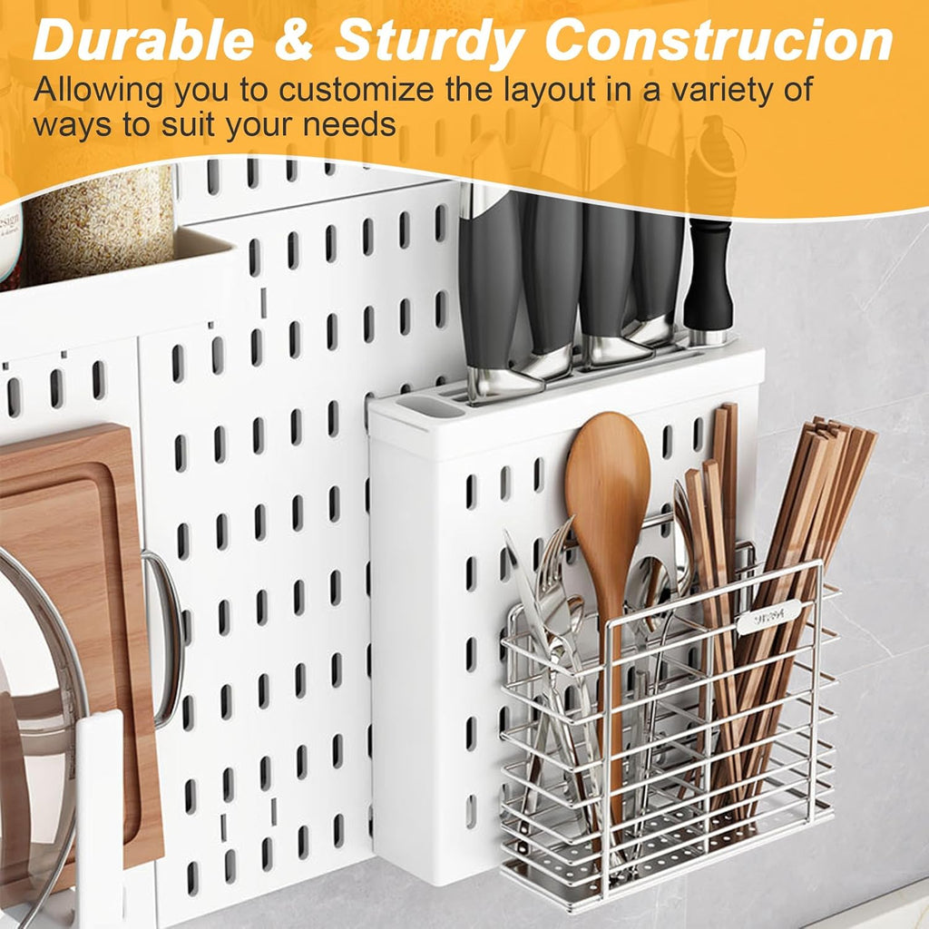 Modular Pegboard Wall Organiser Kit with 6 Panels & 21 Accessories
