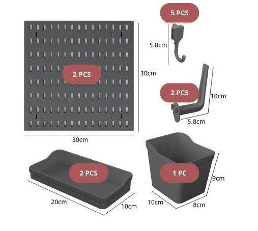 Modular Pegboard Wall Organiser Kit with Accessories for Home Office