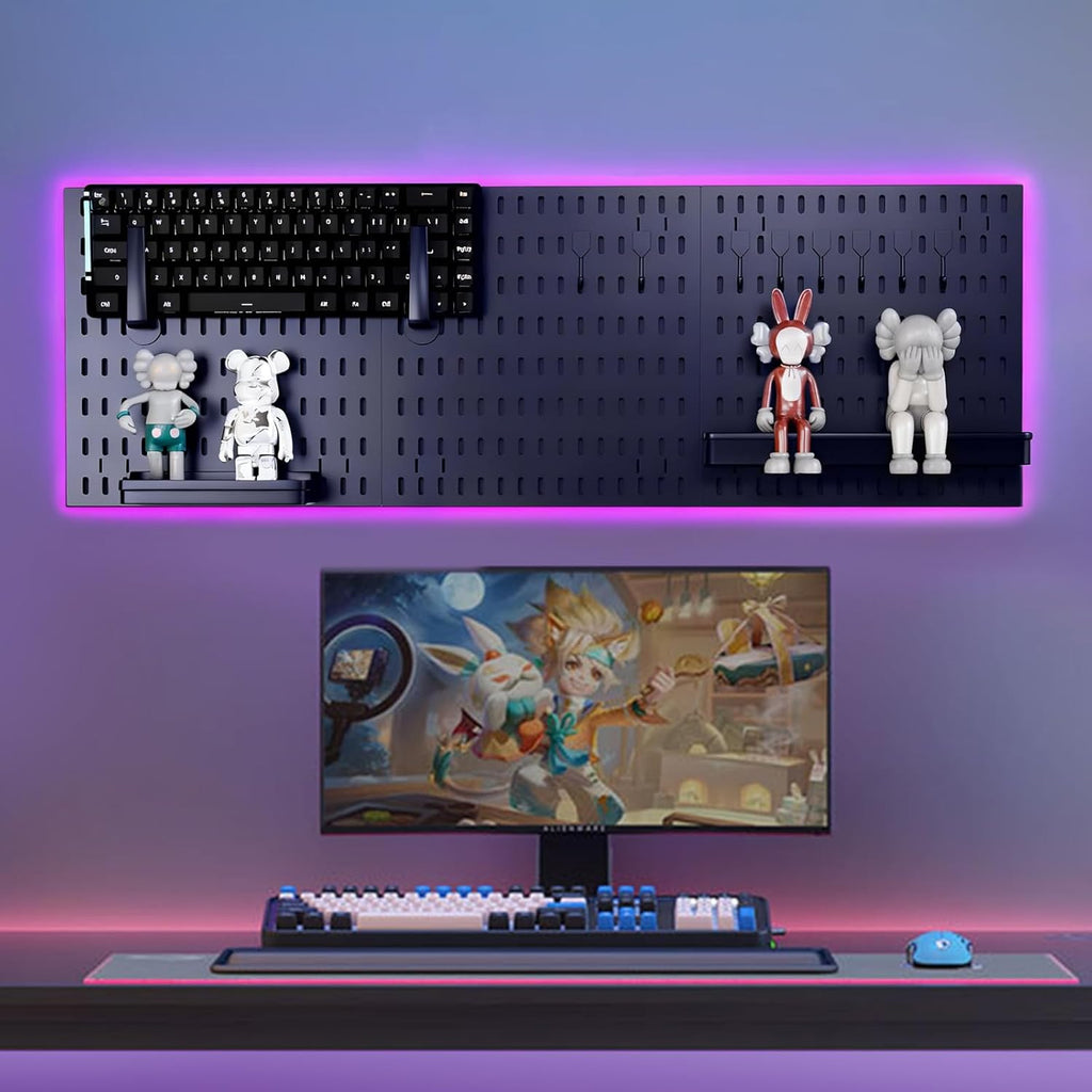 Modular Pegboard Wall Organizer Kit with 17 Accessories - 3 Panels