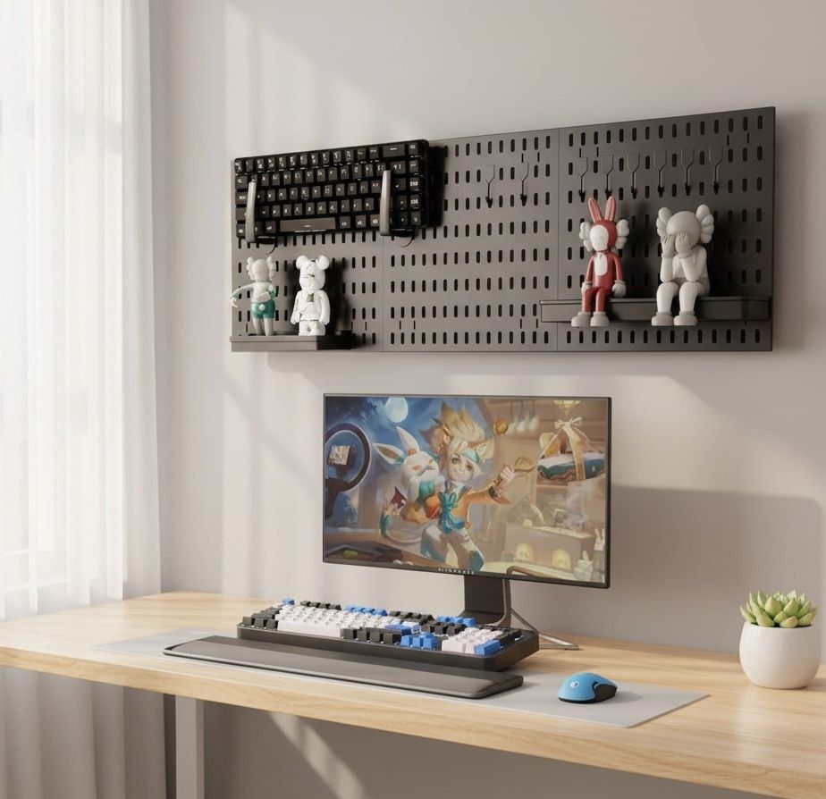 Modular Pegboard Wall Organizer Kit with 17 Accessories - 3 Panels