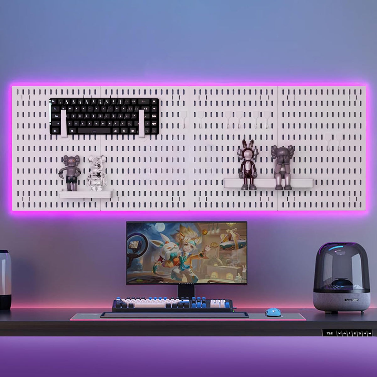 Pegboard Wall Organiser Kit with 4 Modular Panels & 19 Accessories