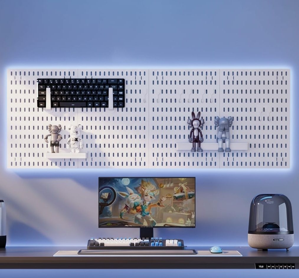 Pegboard Wall Organiser Kit with 4 Modular Panels & 19 Accessories