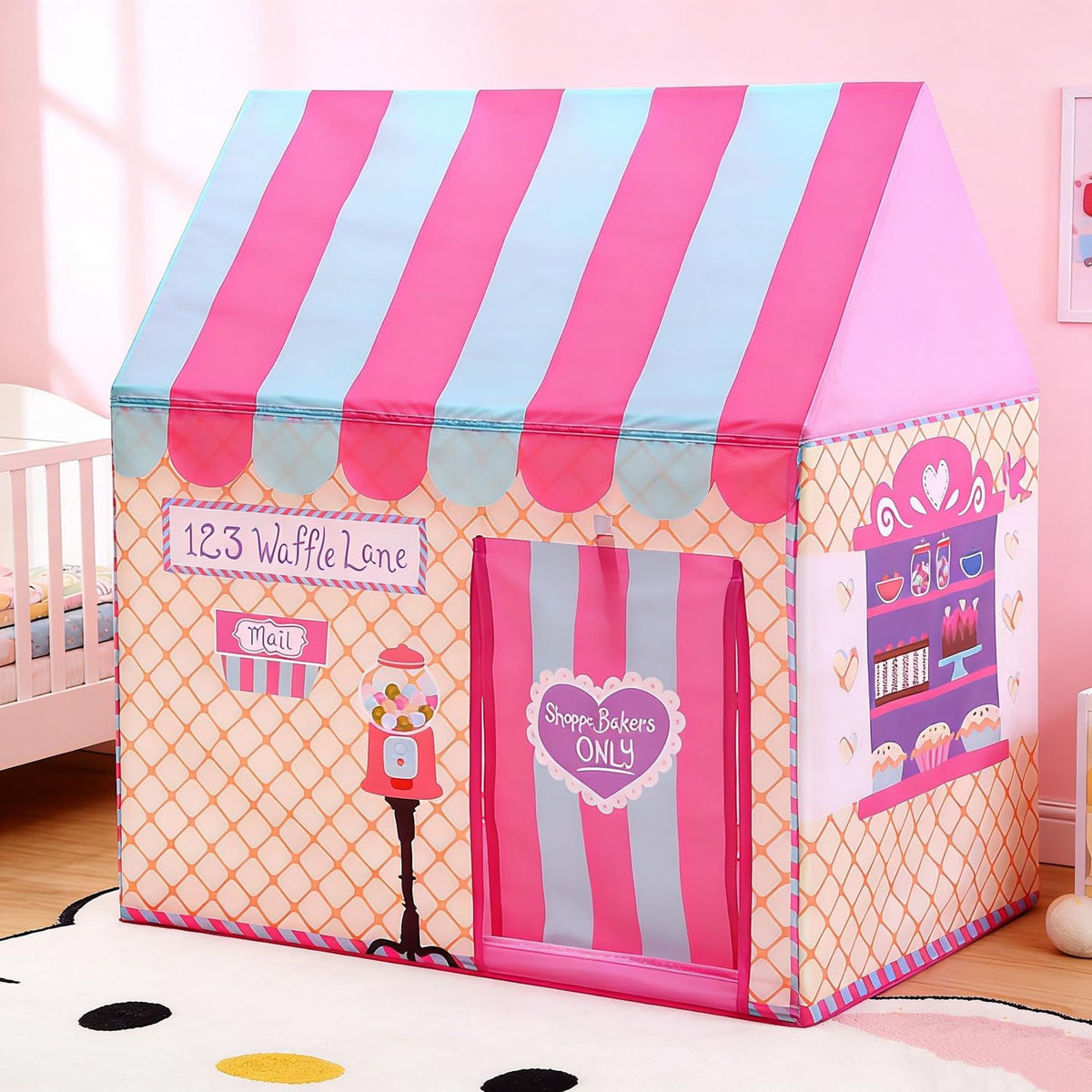 Kids Ice Cream Bakery Play Tent Pink Pop Up Playhouse
