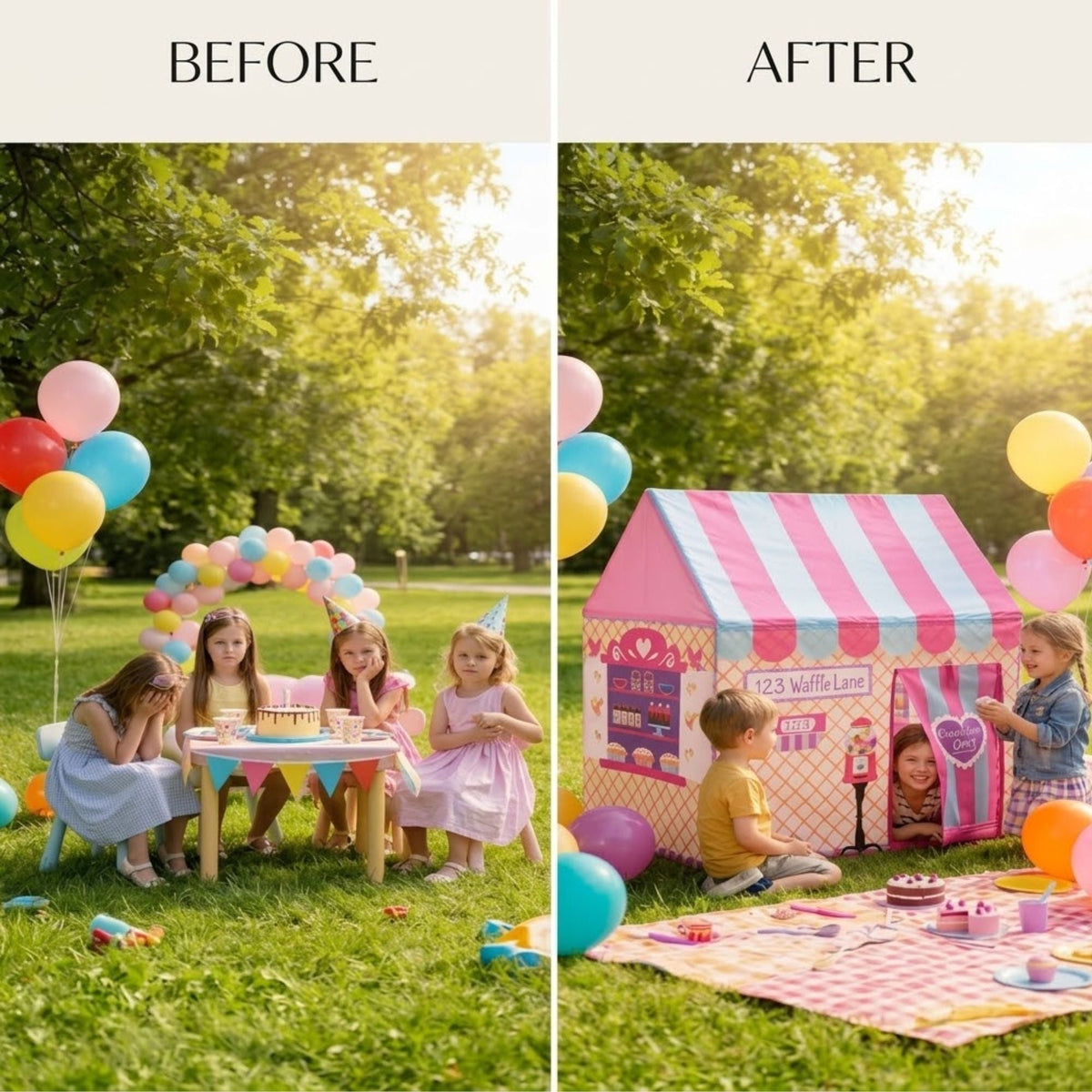 Kids Ice Cream Bakery Play Tent Pink Pop Up Playhouse