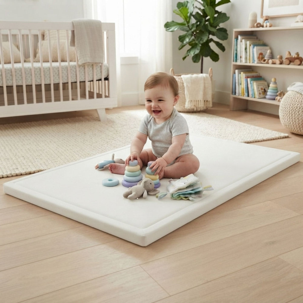 Baby Play Mat Thick Foam Crawling Mat for Infants - 300x200cm - White