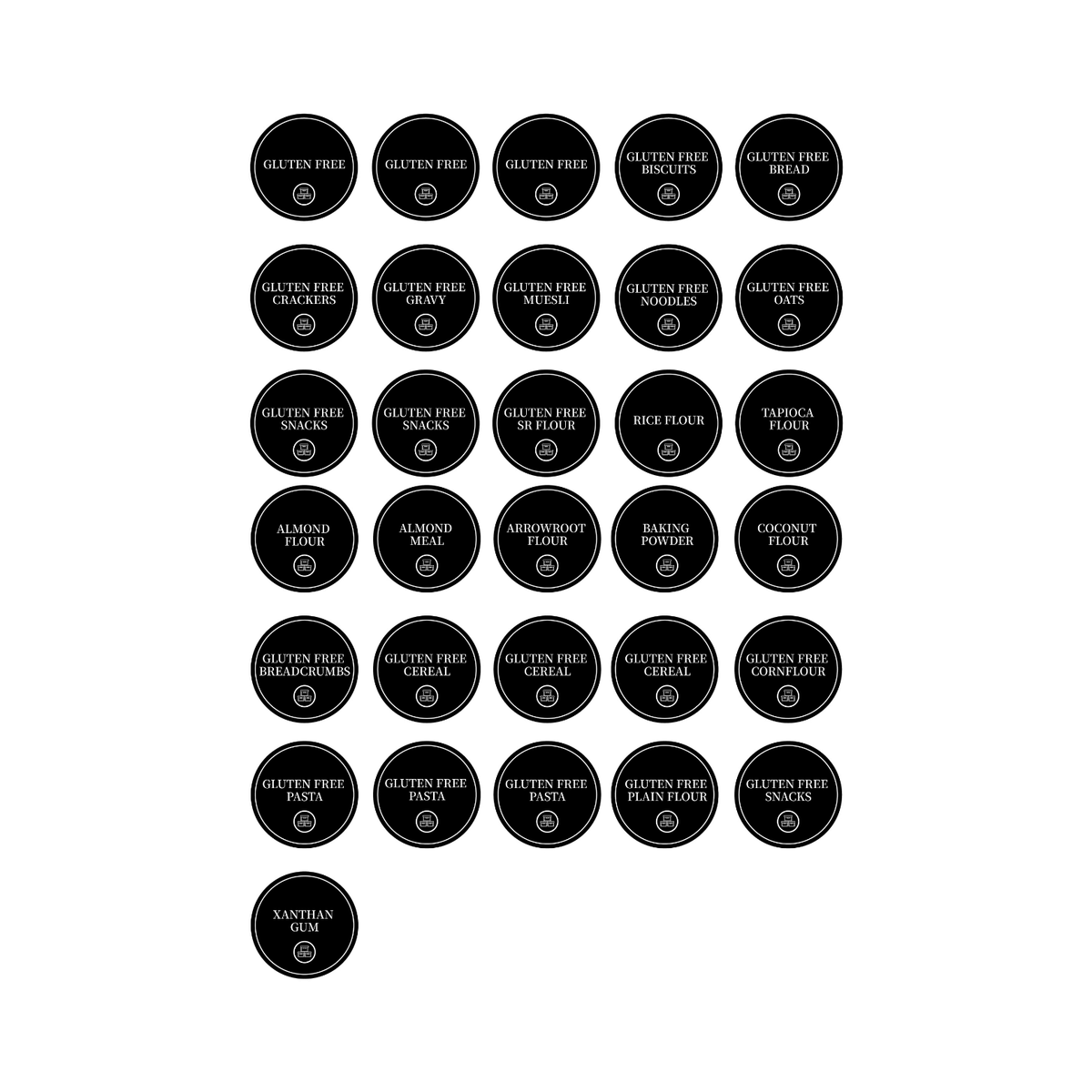 Gluten Free Pantry Labels – 31 Round Sticker Set