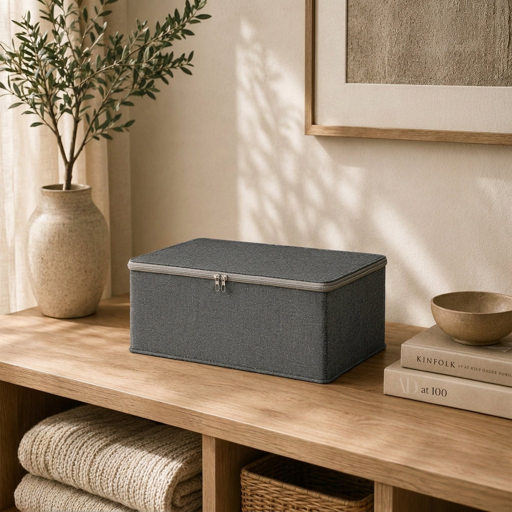 SOGA (30x20x13cm) Grey Fabric Storage Box Home Organizer (Small)