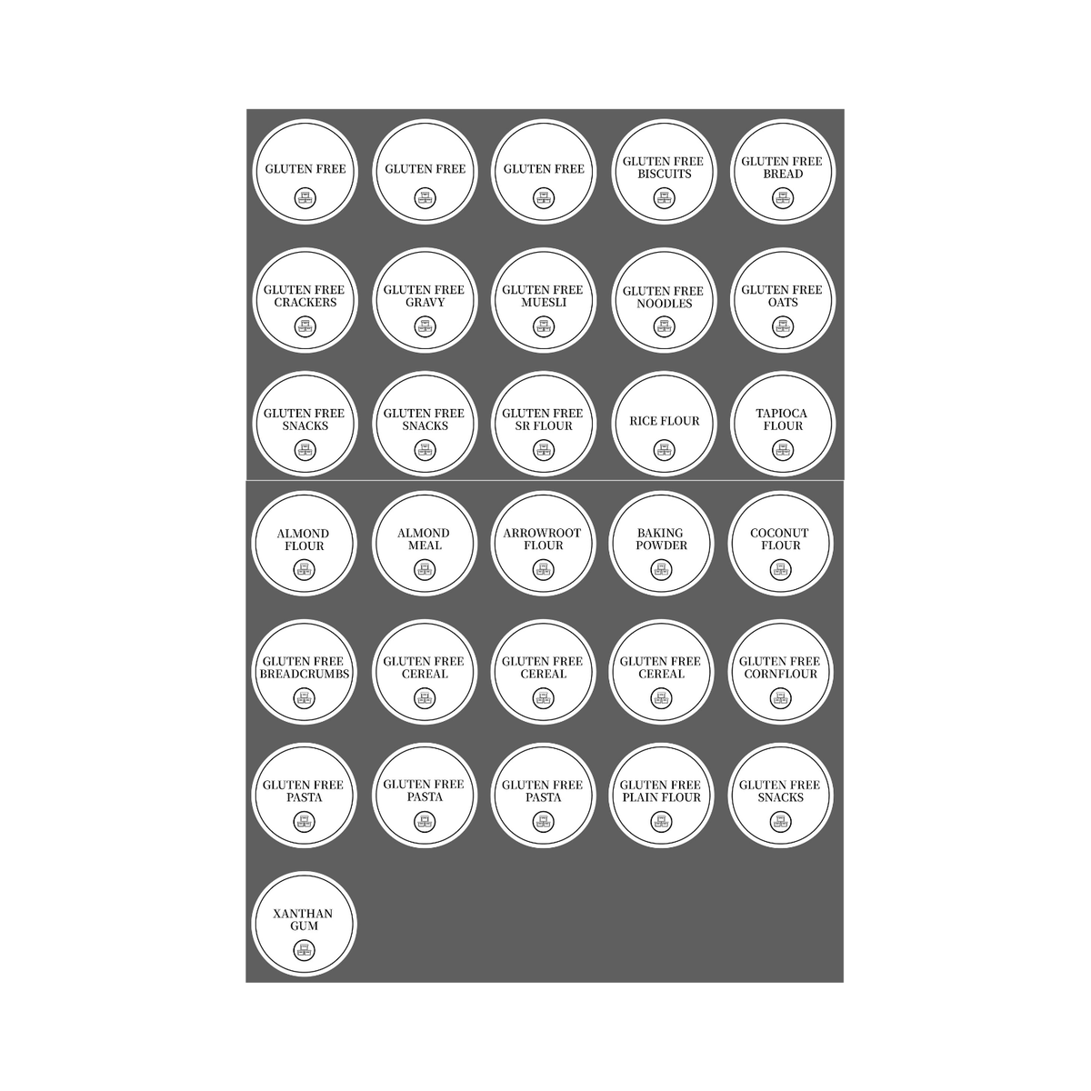 Gluten Free Pantry Labels – 31 Round Sticker Set