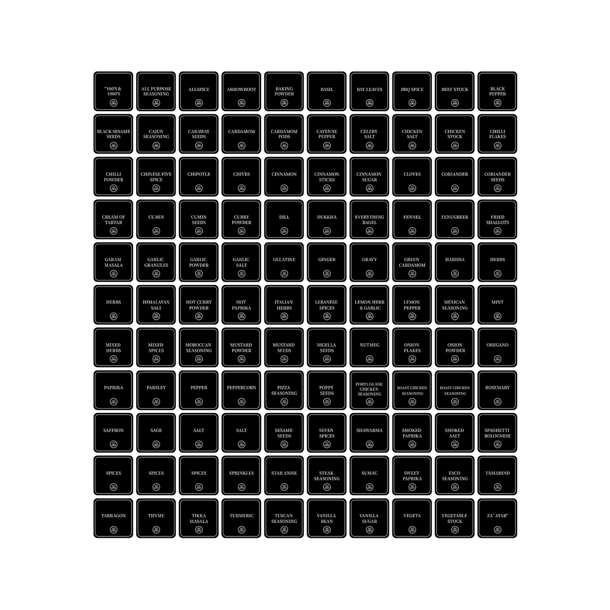 Square Herb & Spice Labels – Pack of 110