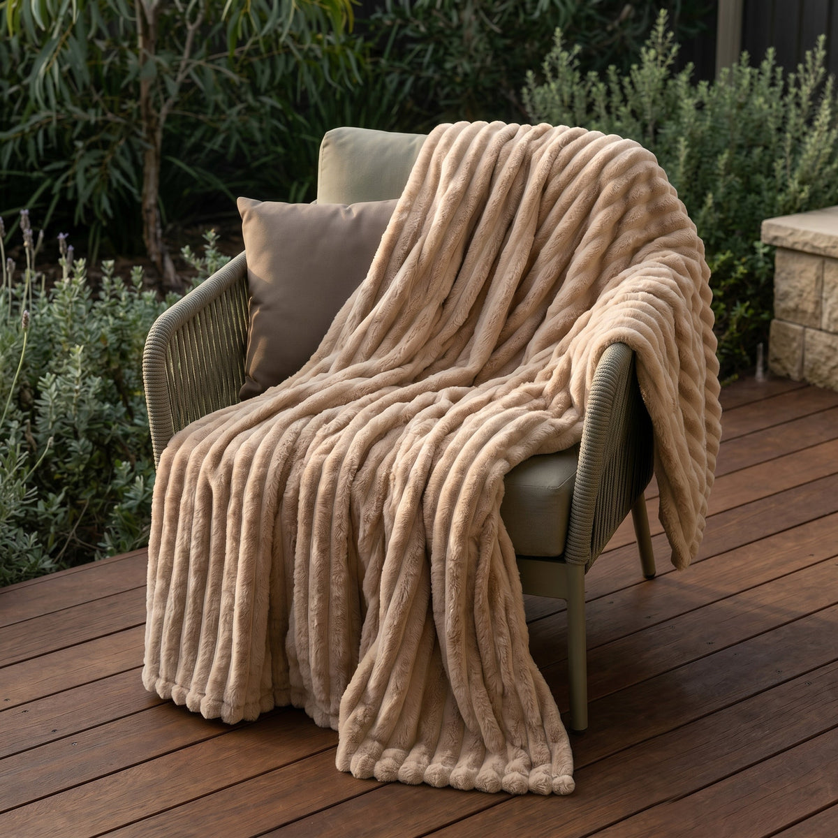 SOGA 230x200cm Light Coffee Flannel Polyester Throw Blanket