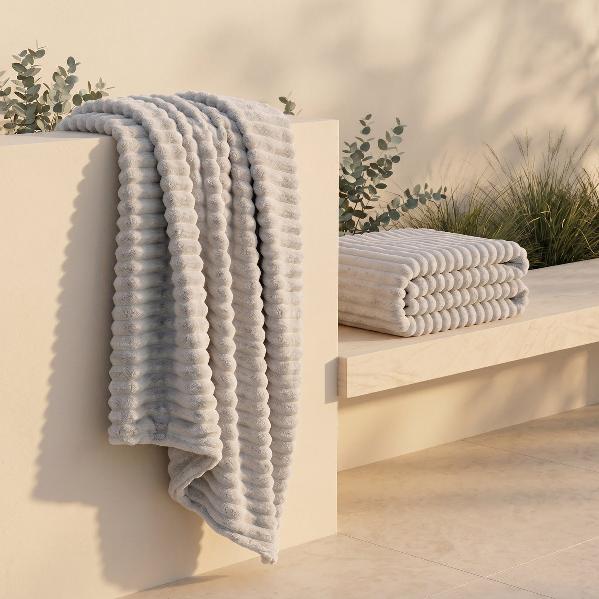 SOGA 2X 230x200cm Silver Flannel Polyester Throw Blanket