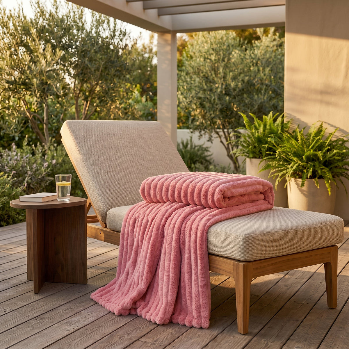 SOGA 230x200cm Pink Flannel Polyester Throw Blanket