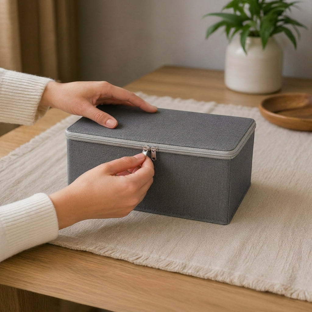 SOGA (30x20x13cm) Grey Fabric Storage Box Home Organizer (Small)