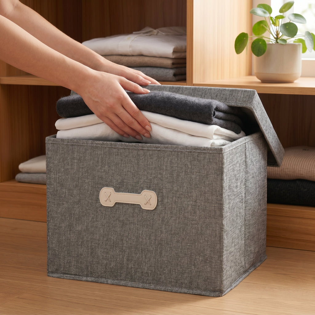 SOGA (46x36x28cm) Grey 45L Fabric Storage Box Organizer