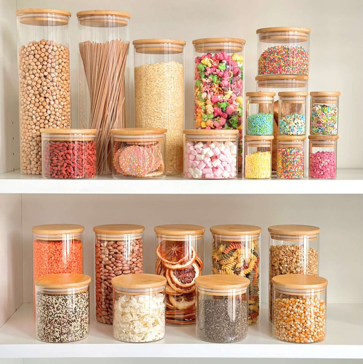 Round Glass Jar with Bamboo Lid - 700ml
