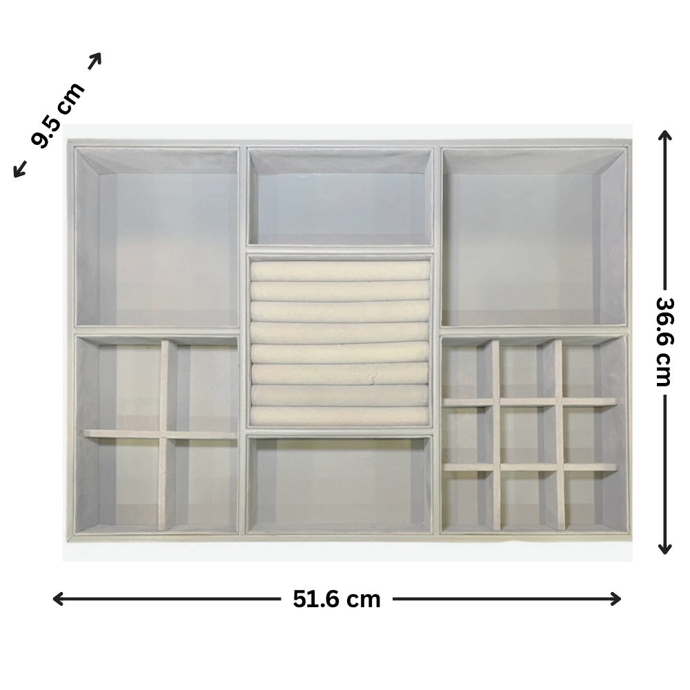 Grey Felt Jewellery & Accessory Tray 516x366x95mm