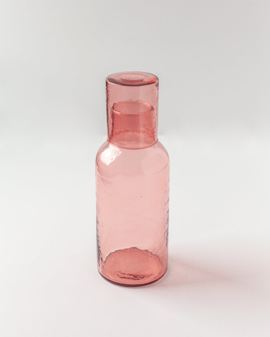 Handblown Hammered Glass Carafe +Cup