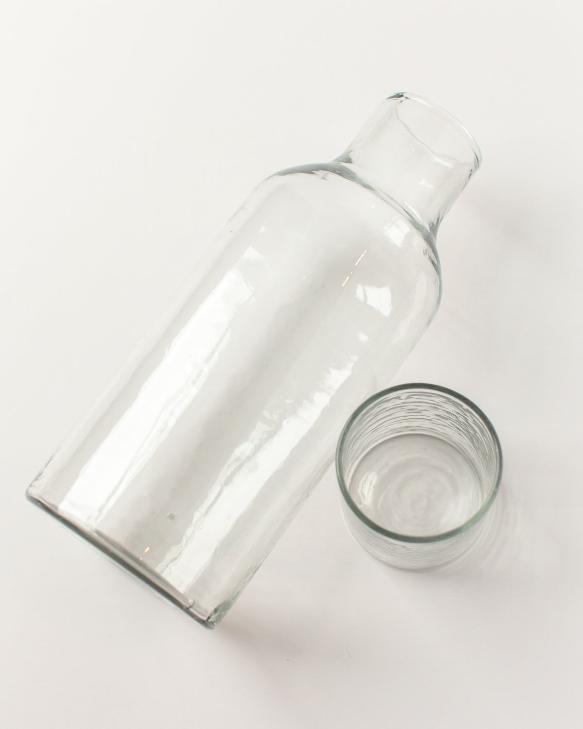 Handblown Hammered Glass Carafe +Cup