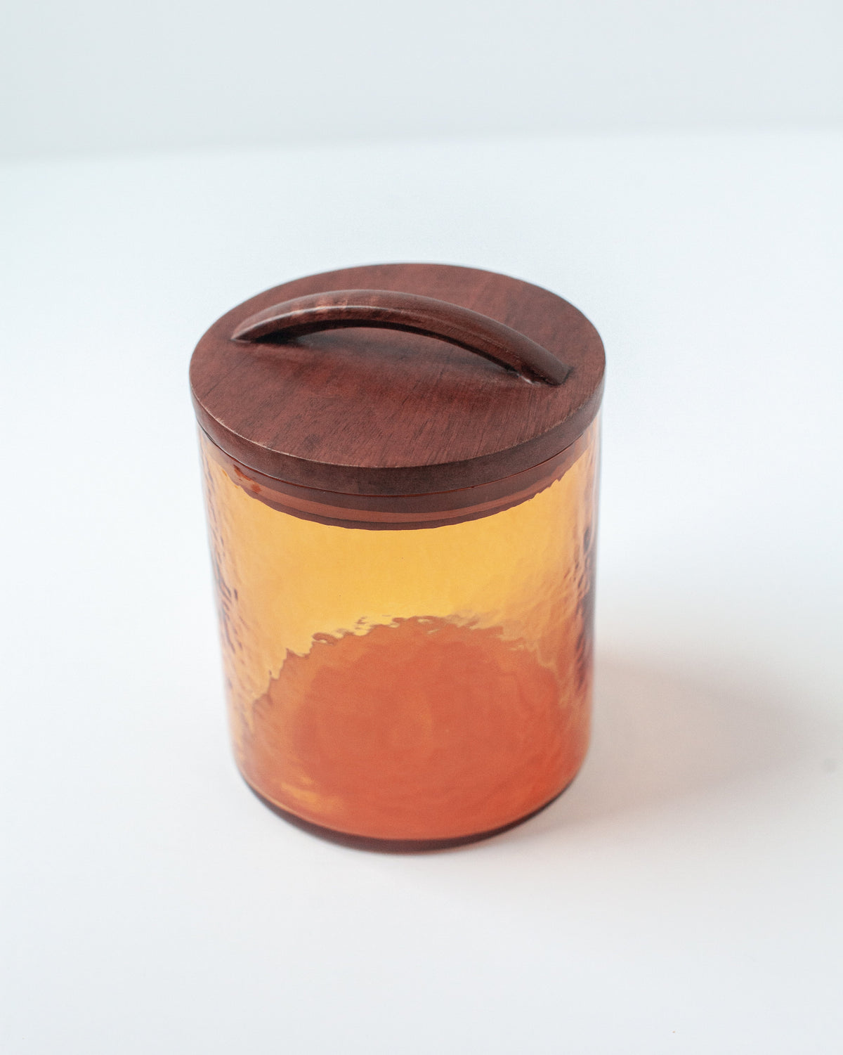 Medium Hammered Glass Canisters with Wood Lid