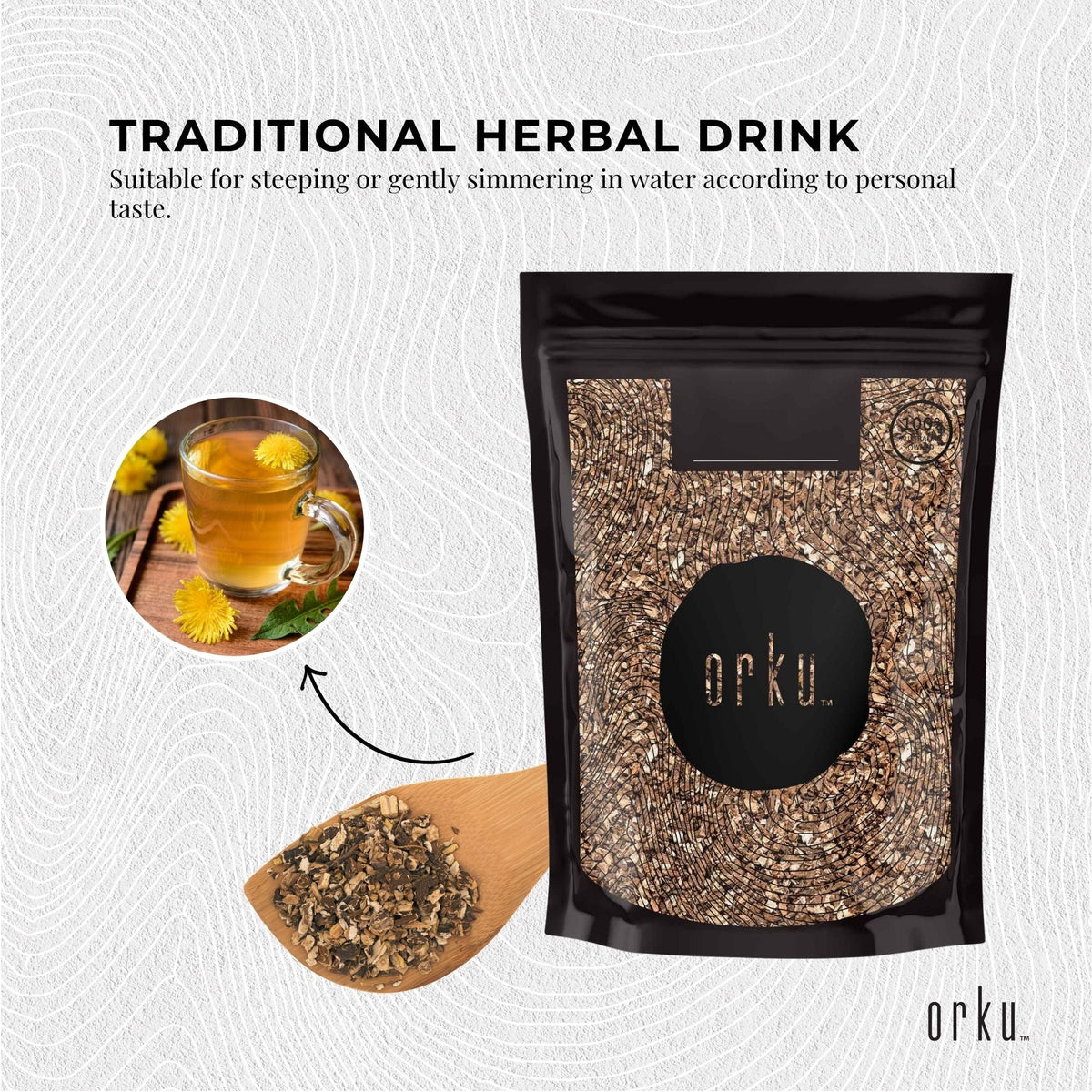 Orku Organic Dandelion Root - Dried Raw Herbal Tea