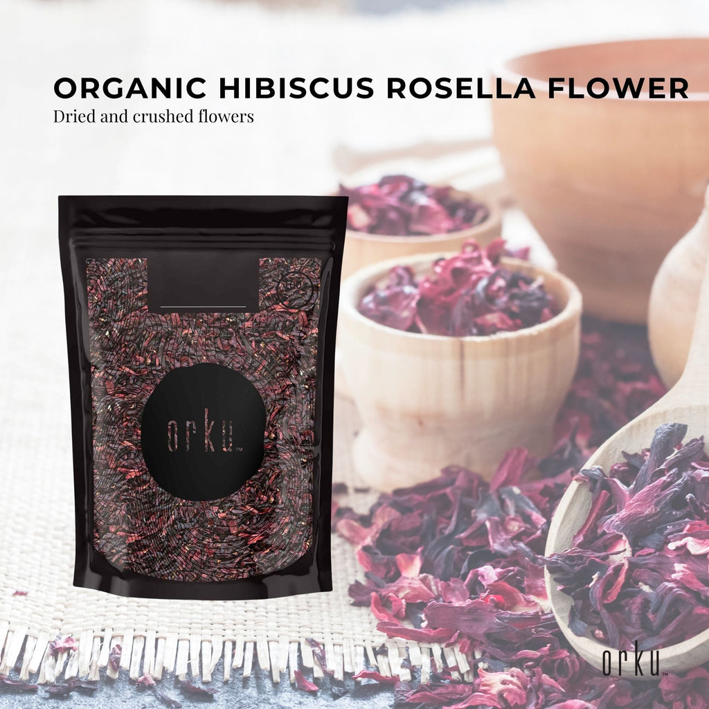 Orku Organic Hibiscus Rosella Flower Crushed Dried Herbal Tea