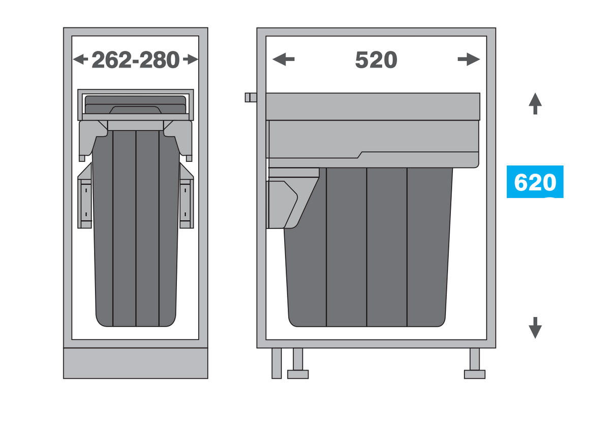 Pull-Out Kitchen Bin – 300mm Cabinet (32L)