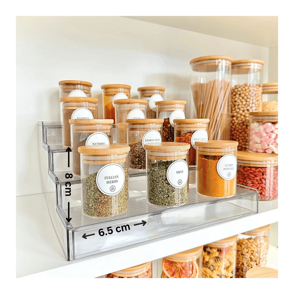 Round Glass Bamboo Spice Jars, 12 Pack
