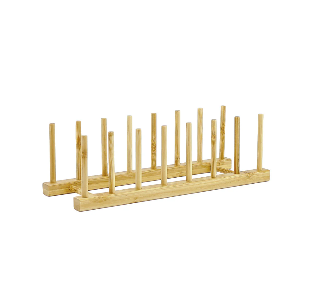 Bamboo Dish & Pot Lid Rack – 5 Grid