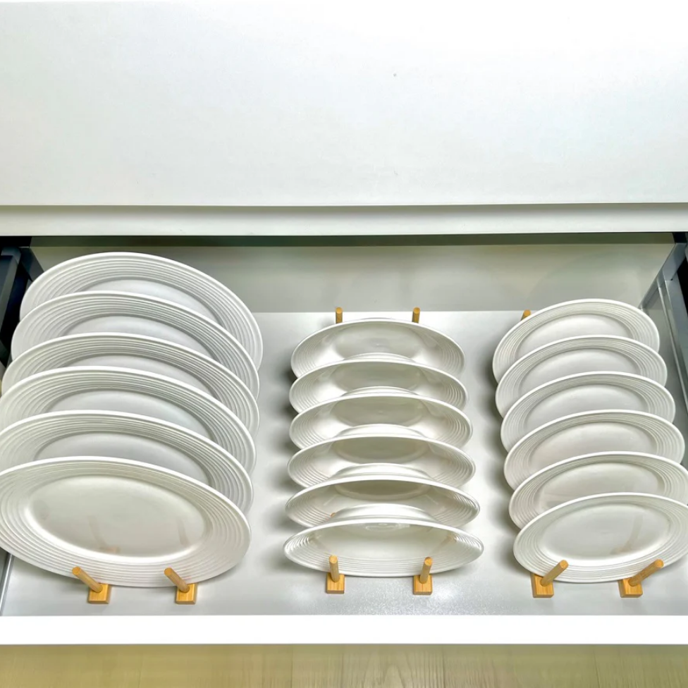 Bamboo Dish & Pot Lid Rack – 5 Grid